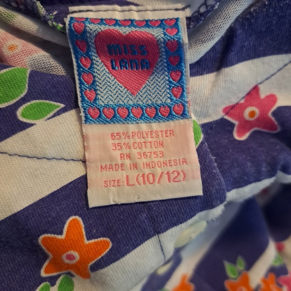 Miss lana romper with blue and white stripes and buttons size girls large - Picture 4 of 5